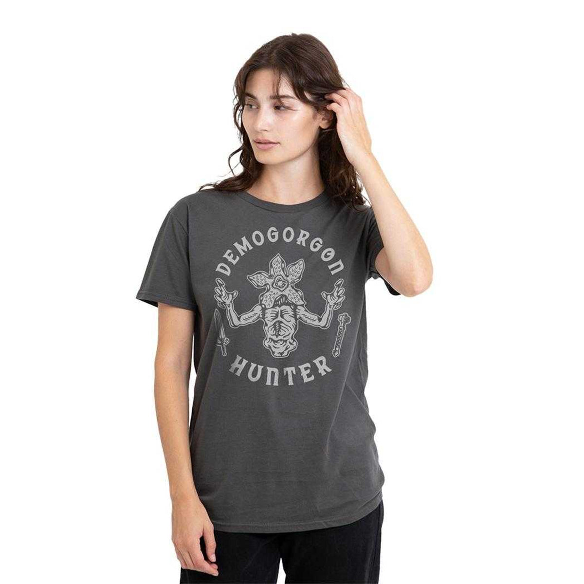 Charcoal - Lifestyle - Stranger Things Womens-Ladies Demogorgon Hunter T-Shirt