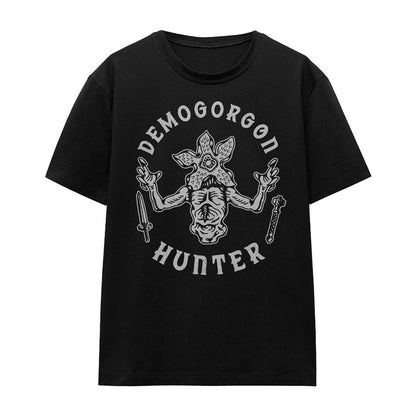 Black - Back - Stranger Things Womens-Ladies Demogorgon Hunter T-Shirt