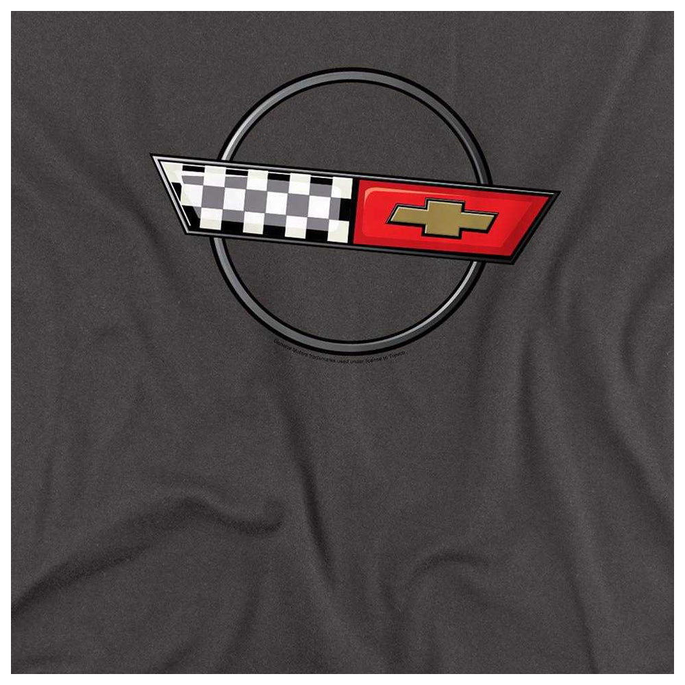 Charcoal - Side - Chevrolet Unisex Adult 4Th Gen Vette Logo Long-Sleeved T-Shirt