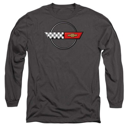 Charcoal - Front - Chevrolet Unisex Adult 4Th Gen Vette Logo Long-Sleeved T-Shirt