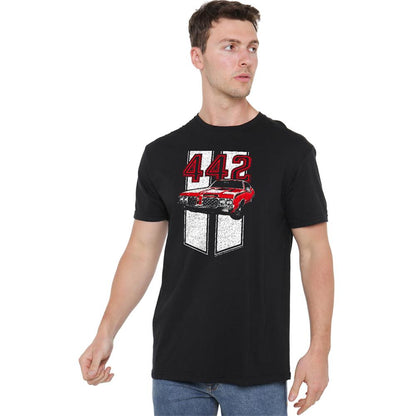 Black - Back - Oldsmobile Unisex Adult 442 T-Shirt