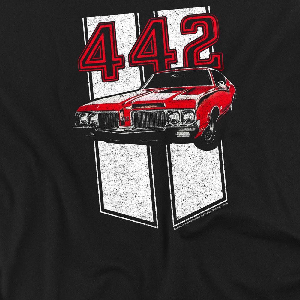 Black - Side - Oldsmobile Unisex Adult 442 T-Shirt