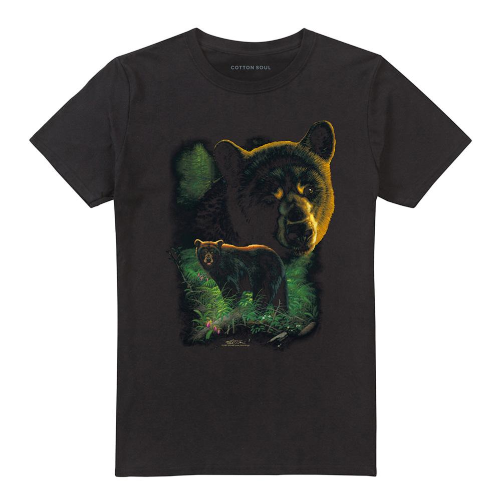 Black - Front - Wild Wings Unisex Adult Wildlife Black Bears T-Shirt