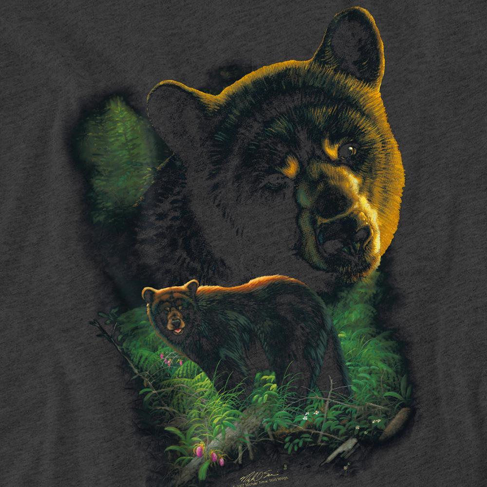 Charcoal - Side - Wild Wings Unisex Adult Wildlife Black Bears T-Shirt