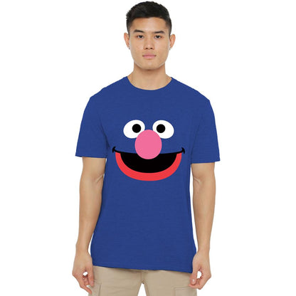 Royal Blue - Back - Sesame Street Unisex Adult Grover Face T-Shirt