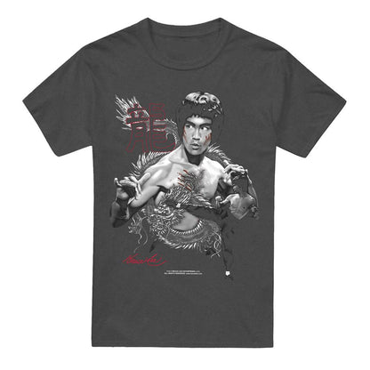 Charcoal - Front - Bruce Lee Unisex Adult The Dragon T-Shirt