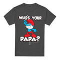 Charcoal - Front - The Smurfs Unisex Adult Who´S Your Papa Smurf T-Shirt