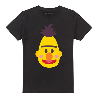 Black - Front - Sesame Street Unisex Adult Bert Kawaii Face T-Shirt
