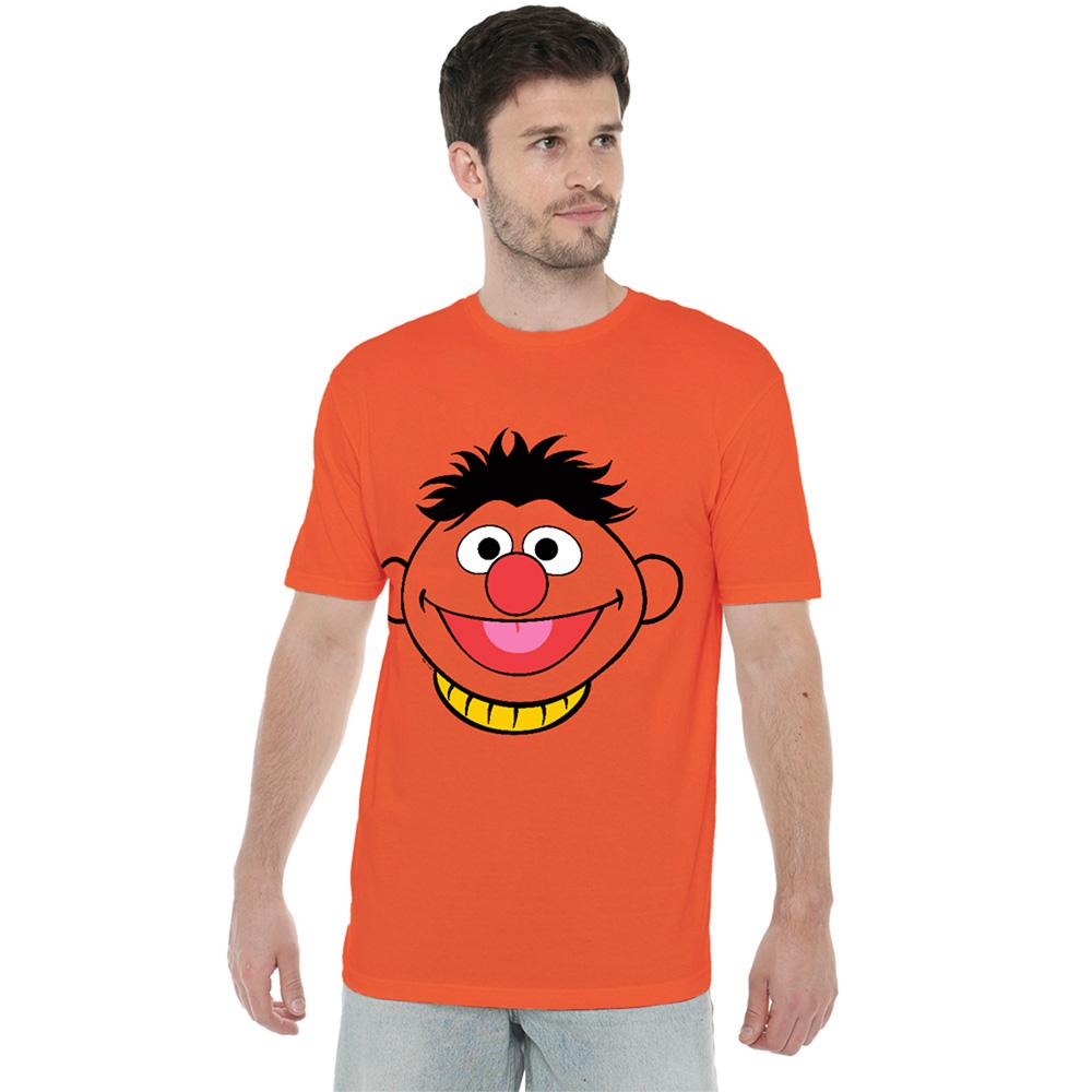 Orange - Back - Sesame Street Unisex Adult Ernie Full Face Ringspun Cotton T-Shirt