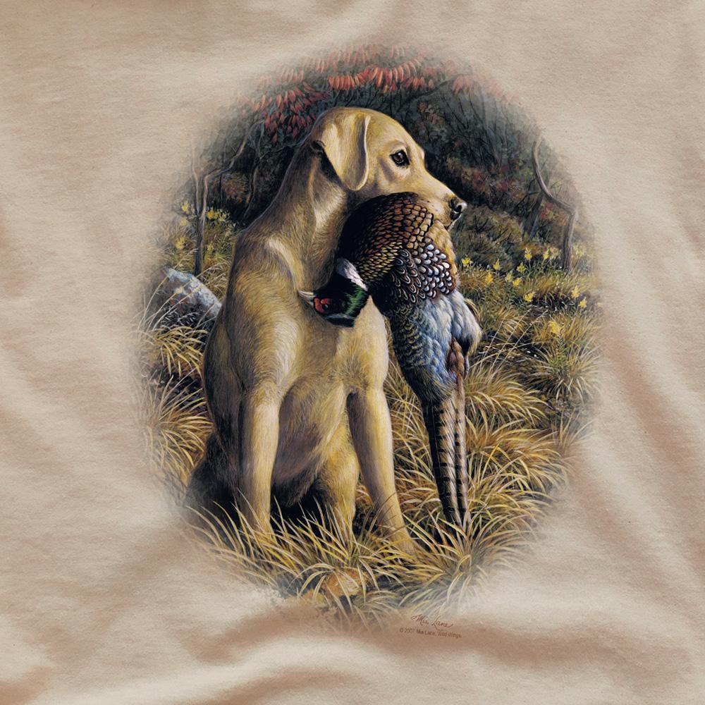 Sand - Side - Wild Wings Unisex Adult Wildlife Yellow Lab With Pheasant T-Shirt