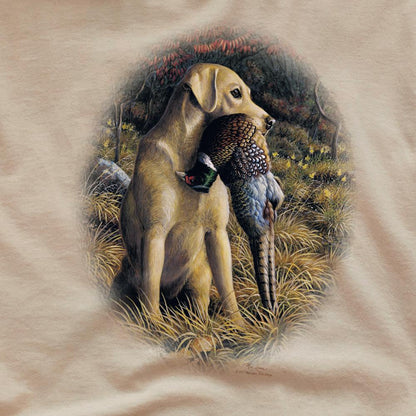 Sand - Side - Wild Wings Unisex Adult Wildlife Yellow Lab With Pheasant T-Shirt