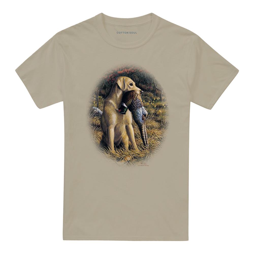 Sand - Front - Wild Wings Unisex Adult Wildlife Yellow Lab With Pheasant T-Shirt