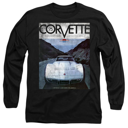 Black - Side - Chevrolet Unisex Adult Corvette 75 Poster Long-Sleeved T-Shirt