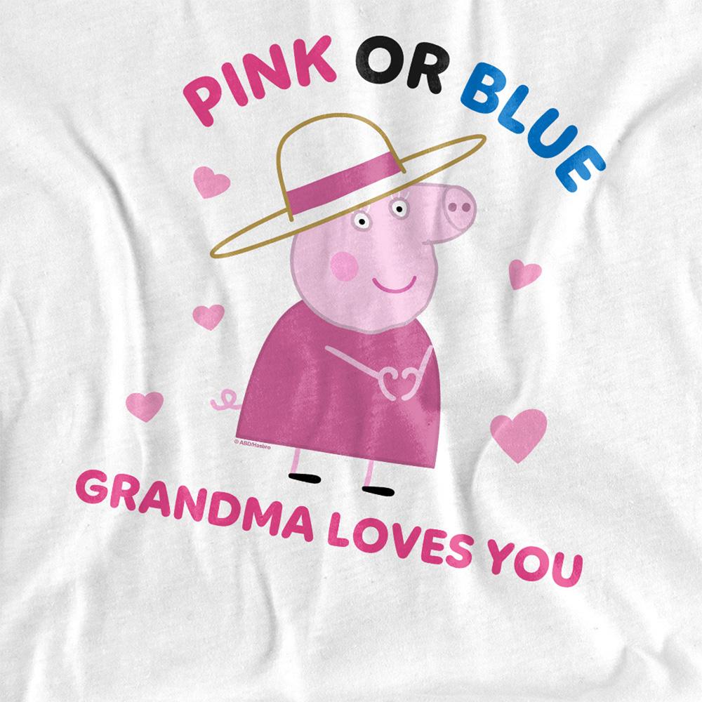 White - Back - Peppa Pig Unisex Adult Pink Or Blue Grandma Pig Loves You T-Shirt