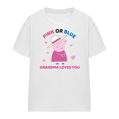 White - Lifestyle - Peppa Pig Unisex Adult Pink Or Blue Grandma Pig Loves You T-Shirt