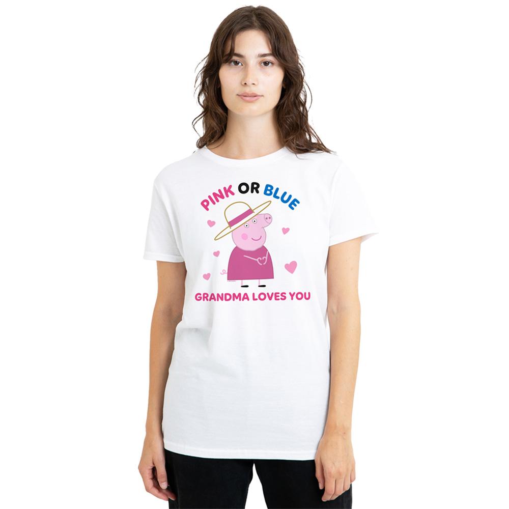 White - Front - Peppa Pig Unisex Adult Pink Or Blue Grandma Pig Loves You T-Shirt