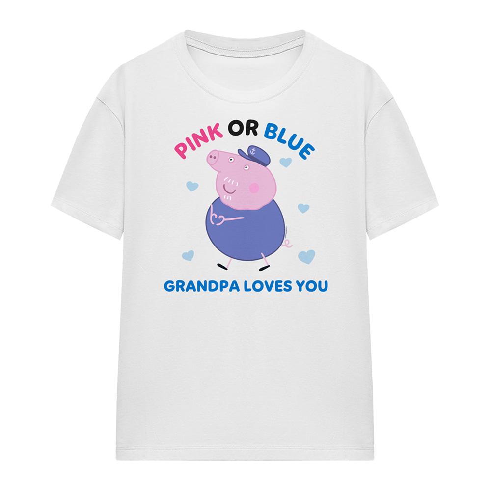 White - Lifestyle - Peppa Pig Womens-Ladies Pink Or Blue Grandma Pig Loves You T-Shirt