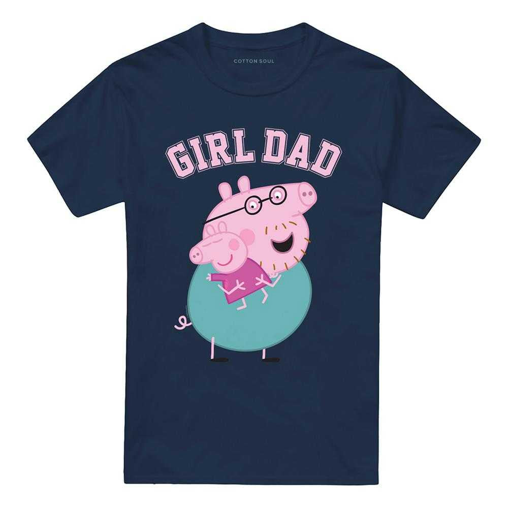 Navy - Front - Peppa Pig Unisex Adult Girl Dad Daddy Pig T-Shirt