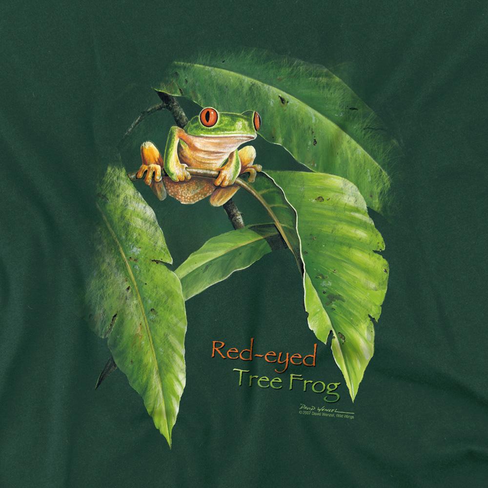 Hunter Green - Side - Wild Wings Unisex Adult Red Eyed Tree Frog T-Shirt