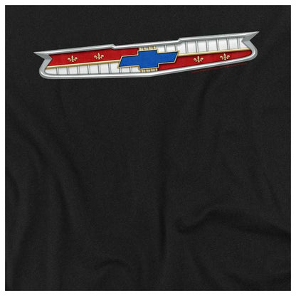 Black - Side - Chevrolet Unisex Adult 56 Bel Air Emblem Long-Sleeved T-Shirt