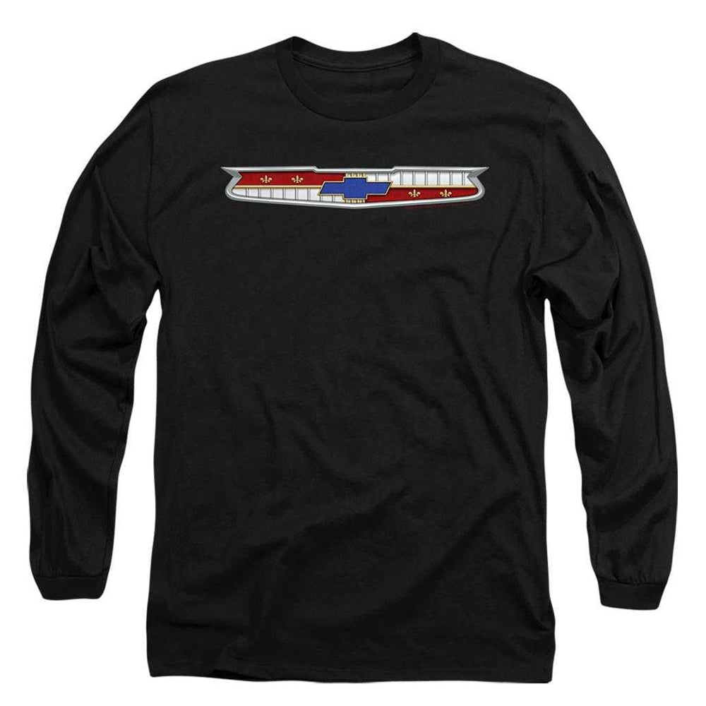 Black - Front - Chevrolet Unisex Adult 56 Bel Air Emblem Long-Sleeved T-Shirt