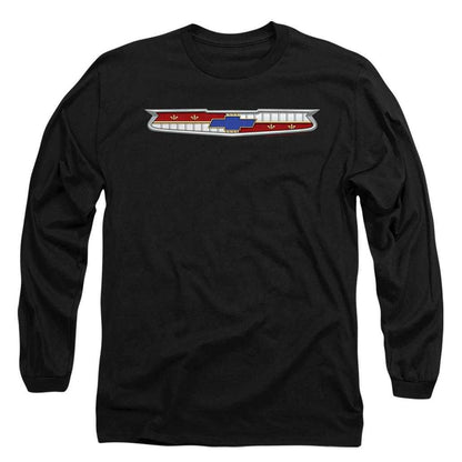 Black - Front - Chevrolet Unisex Adult 56 Bel Air Emblem Long-Sleeved T-Shirt