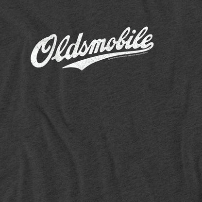 Charcoal - Side - Oldsmobile Unisex Adult Cursive Logo Heather T-Shirt