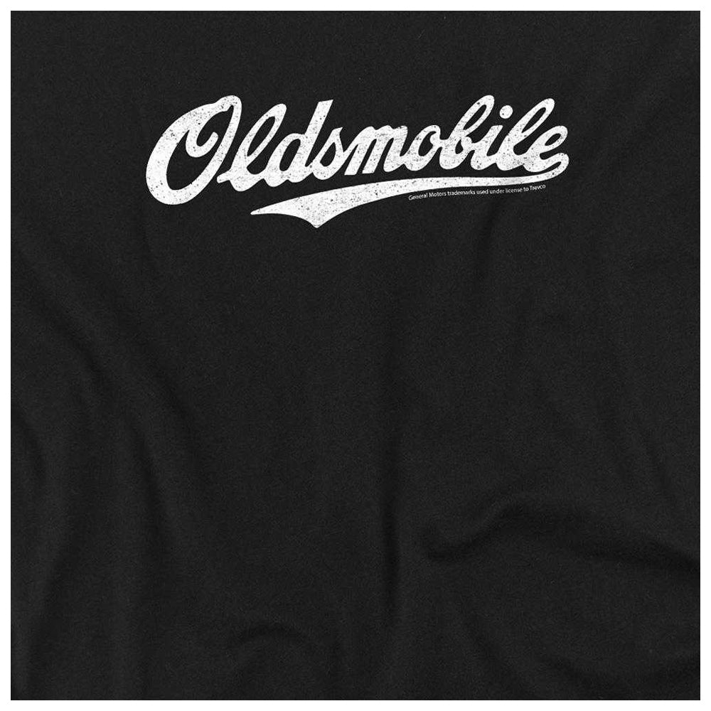 Black - Side - Oldsmobile Unisex Adult Cursive Logo Long-Sleeved T-Shirt