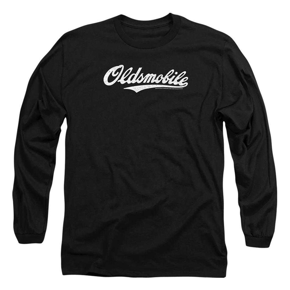 Black - Front - Oldsmobile Unisex Adult Cursive Logo Long-Sleeved T-Shirt