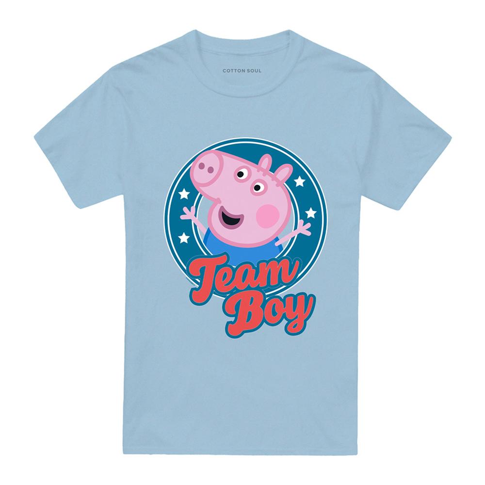 Sky Blue - Lifestyle - Peppa Pig Unisex Adult Team Boy George Pig Badge T-Shirt