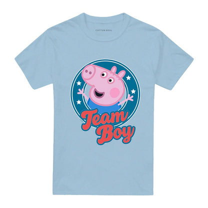 Sky Blue - Lifestyle - Peppa Pig Unisex Adult Team Boy George Pig Badge T-Shirt