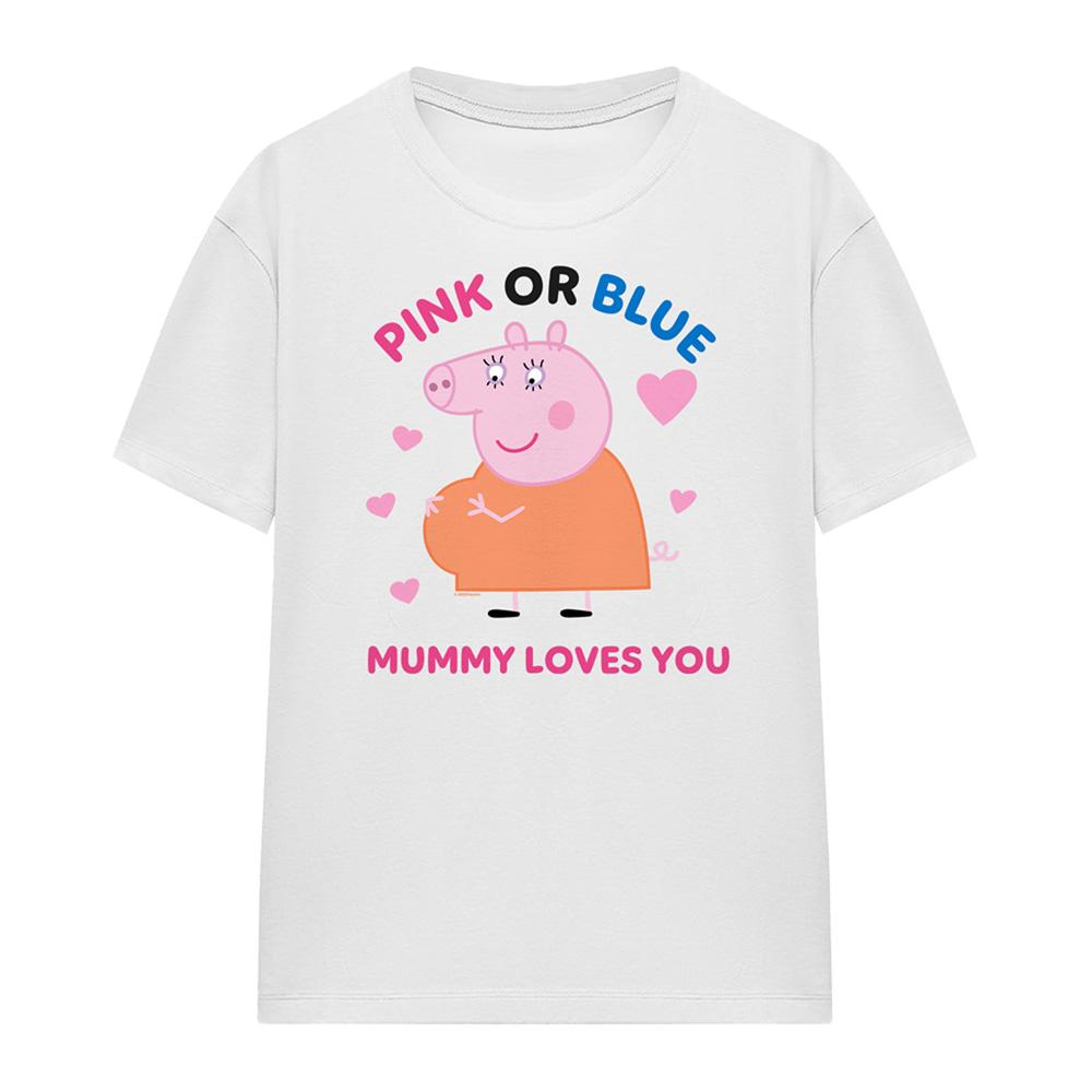 White - Lifestyle - Peppa Pig Womens-Ladies Pink Or Blue Mummy Pig Loves You T-Shirt