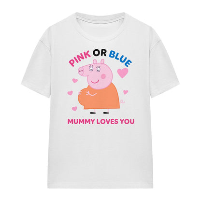 White - Lifestyle - Peppa Pig Womens-Ladies Pink Or Blue Mummy Pig Loves You T-Shirt