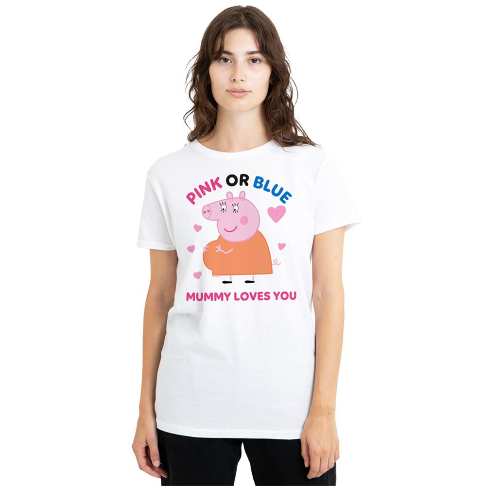 White - Front - Peppa Pig Womens-Ladies Pink Or Blue Mummy Pig Loves You T-Shirt