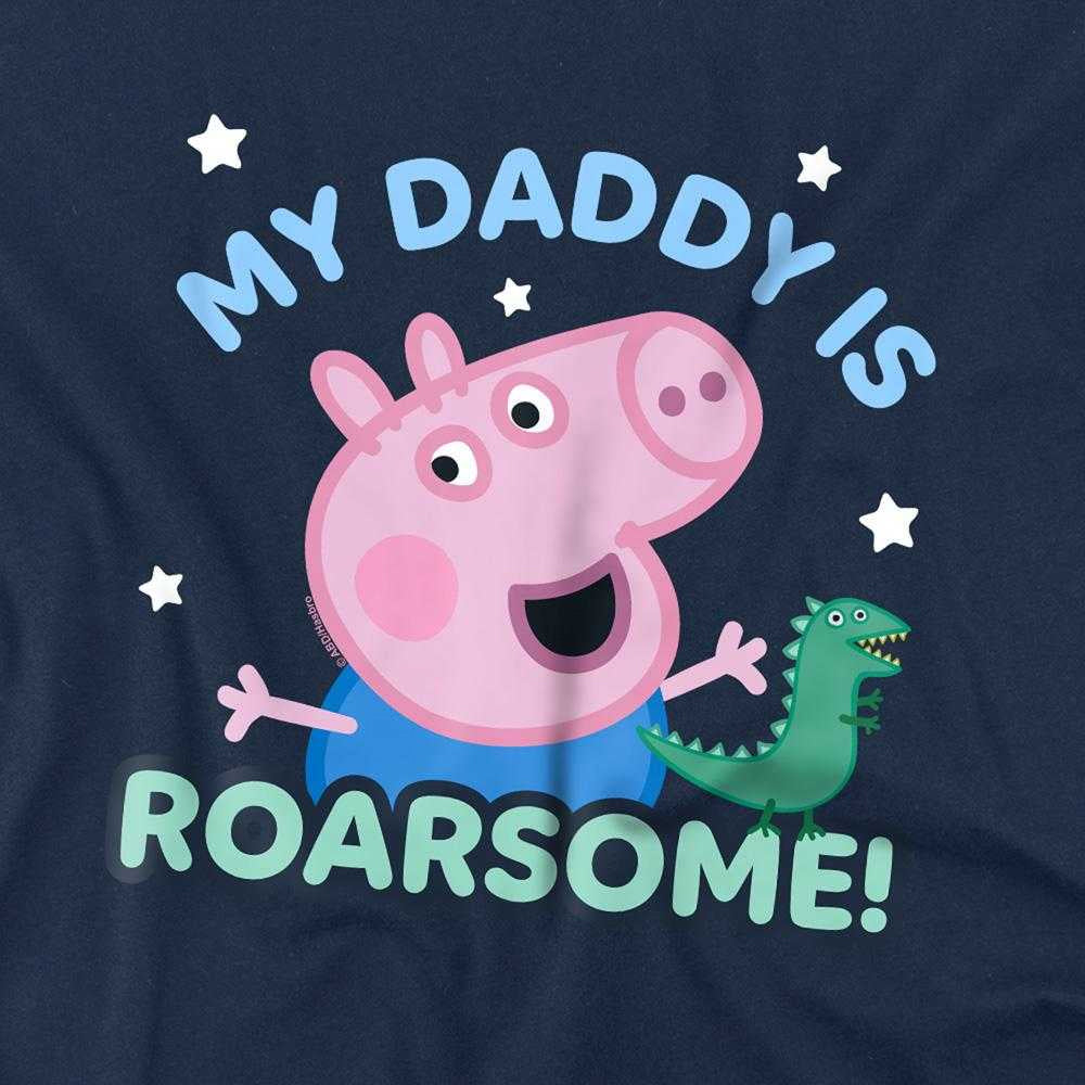 Navy - Side - Peppa Pig Childrens-Kids Roarsome Daddy George Pig T-Shirt