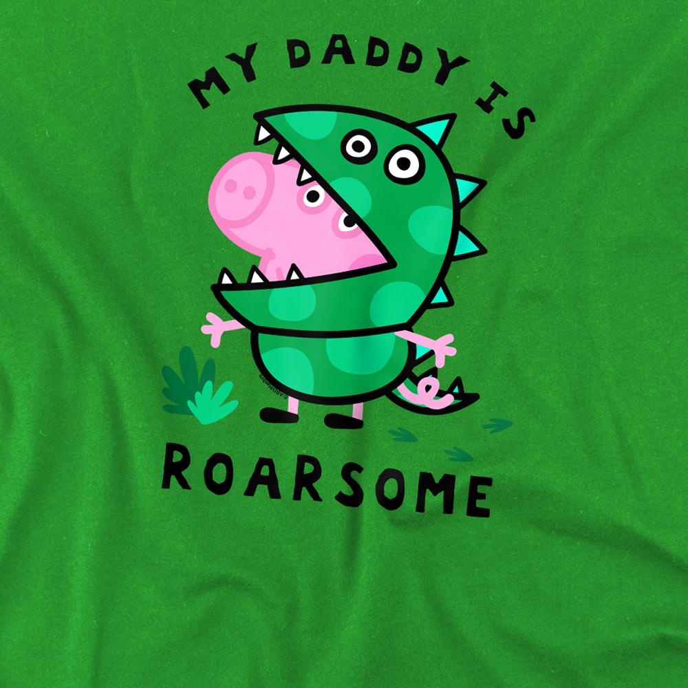 Kelly Green - Back - Peppa Pig Childrens-Kids My Daddy Is Roarsome George Pig T-Shirt
