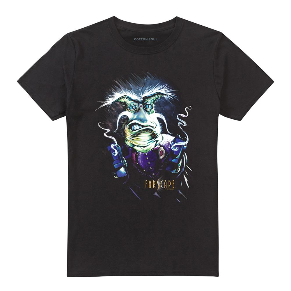Black - Front - Farscape Unisex Adult Rygel Smoking Guns T-Shirt