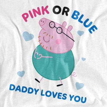 White - Back - Peppa Pig Womens-Ladies Pink Or Blue Daddy Pig Loves You T-Shirt