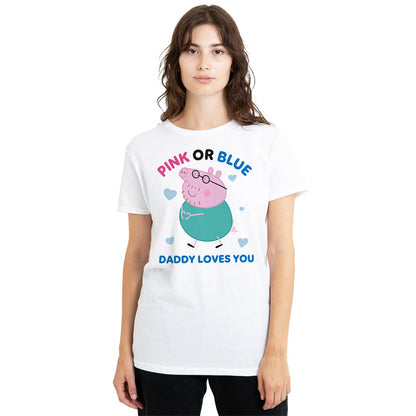 White - Front - Peppa Pig Womens-Ladies Pink Or Blue Daddy Pig Loves You T-Shirt