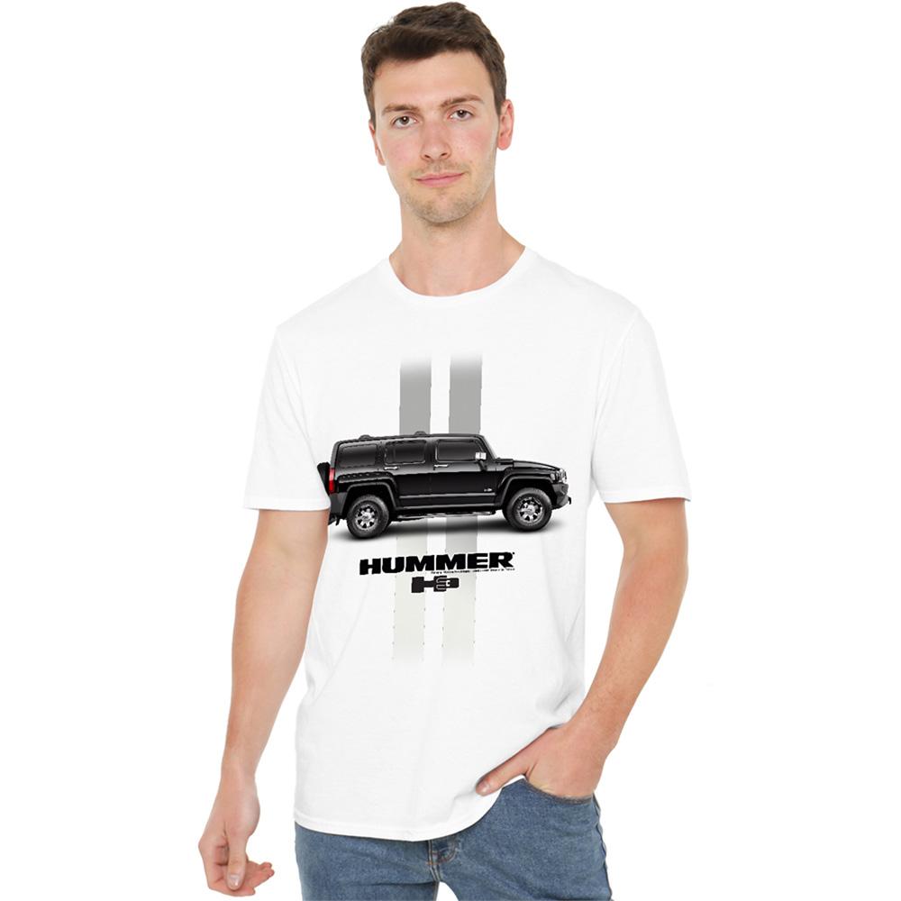White - Lifestyle - Hummer Unisex Adult H3 Stripe T-Shirt