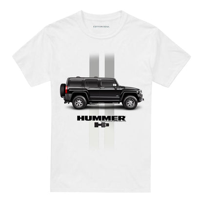 White - Front - Hummer Unisex Adult H3 Stripe T-Shirt
