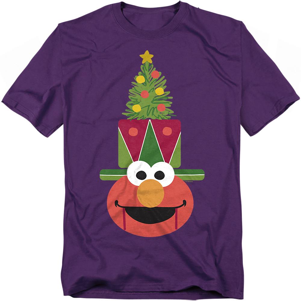 Purple - Front - Sesame Street Unisex Adult Elmo Nutcracker Christmas T-Shirt