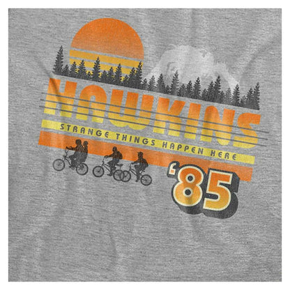 Athletic Heather - Side - Stranger Things Womens-Ladies Hawkins 85 Retro T-Shirt