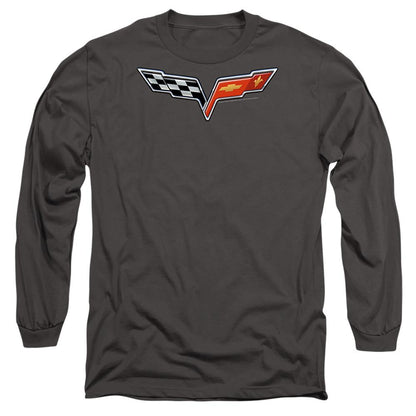 Charcoal - Side - Chevrolet Unisex Adult The Vette Medallion Long-Sleeved T-Shirt