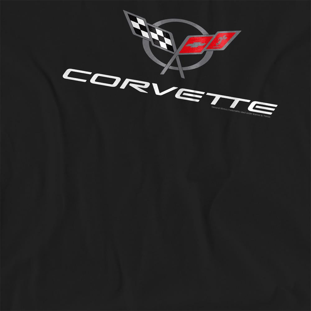 Black - Side - Chevrolet Womens-Ladies Corvette Modern Logo T-Shirt