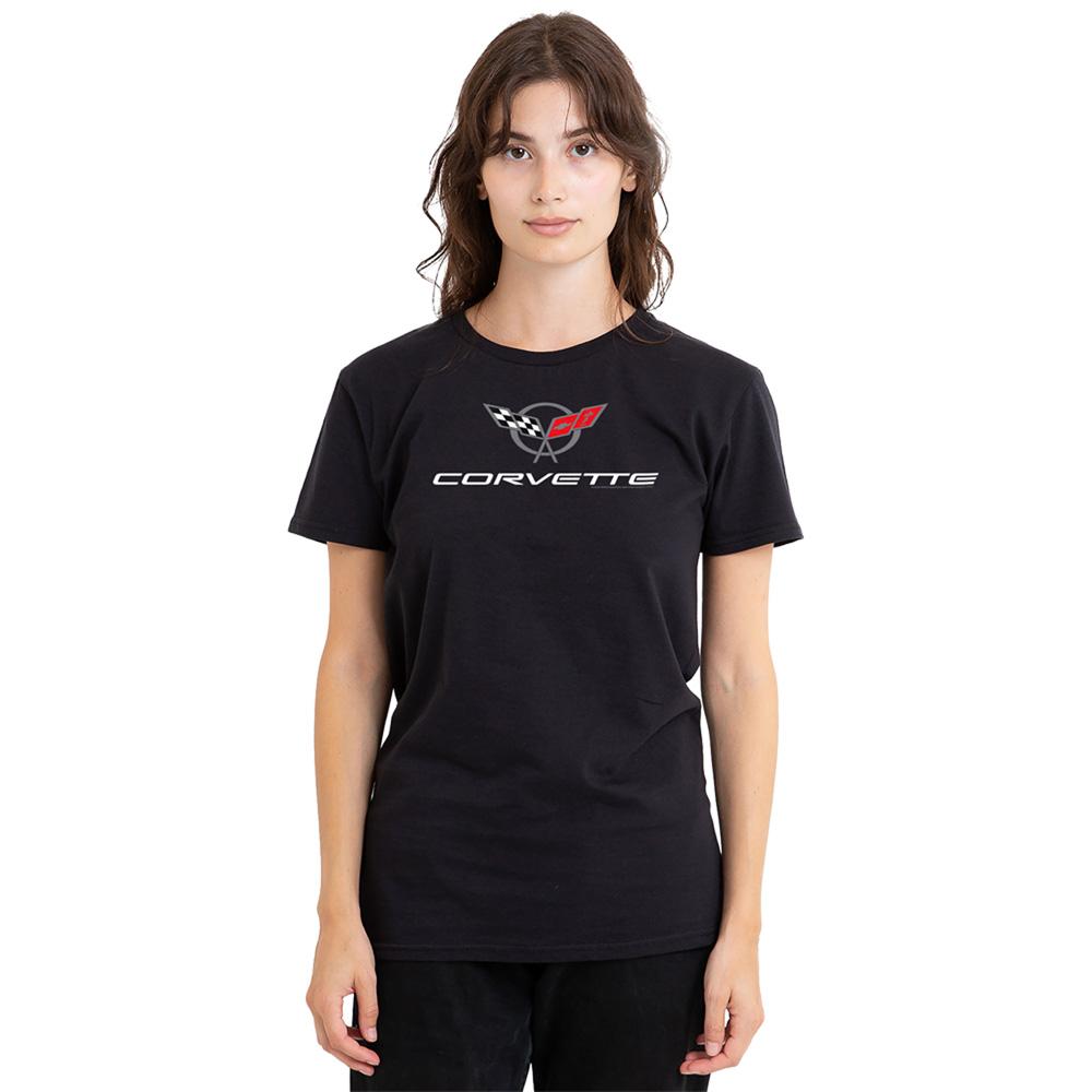 Black - Lifestyle - Chevrolet Womens-Ladies Corvette Modern Logo T-Shirt
