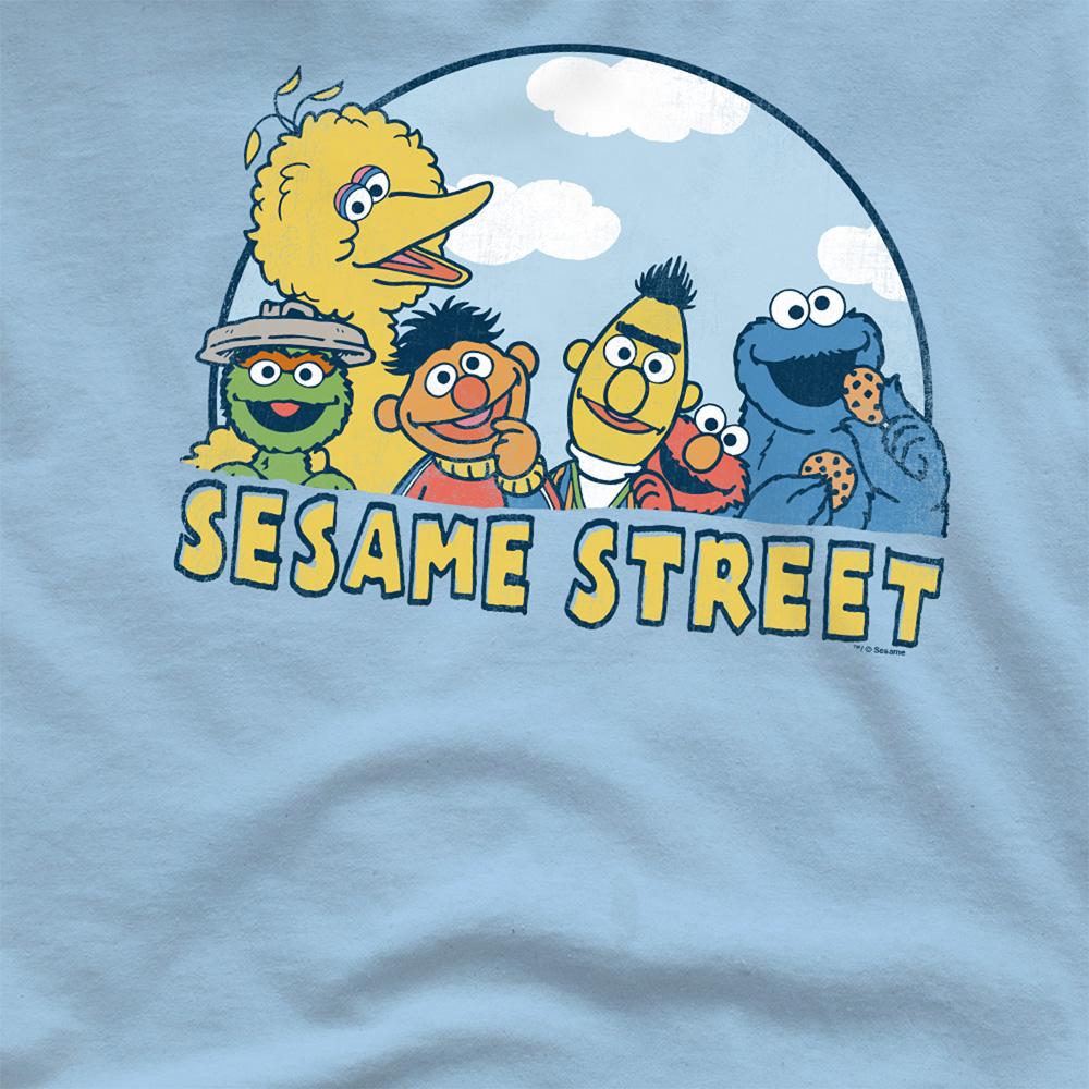 Light Blue - Side - Sesame Street Unisex Adult Group T-Shirt