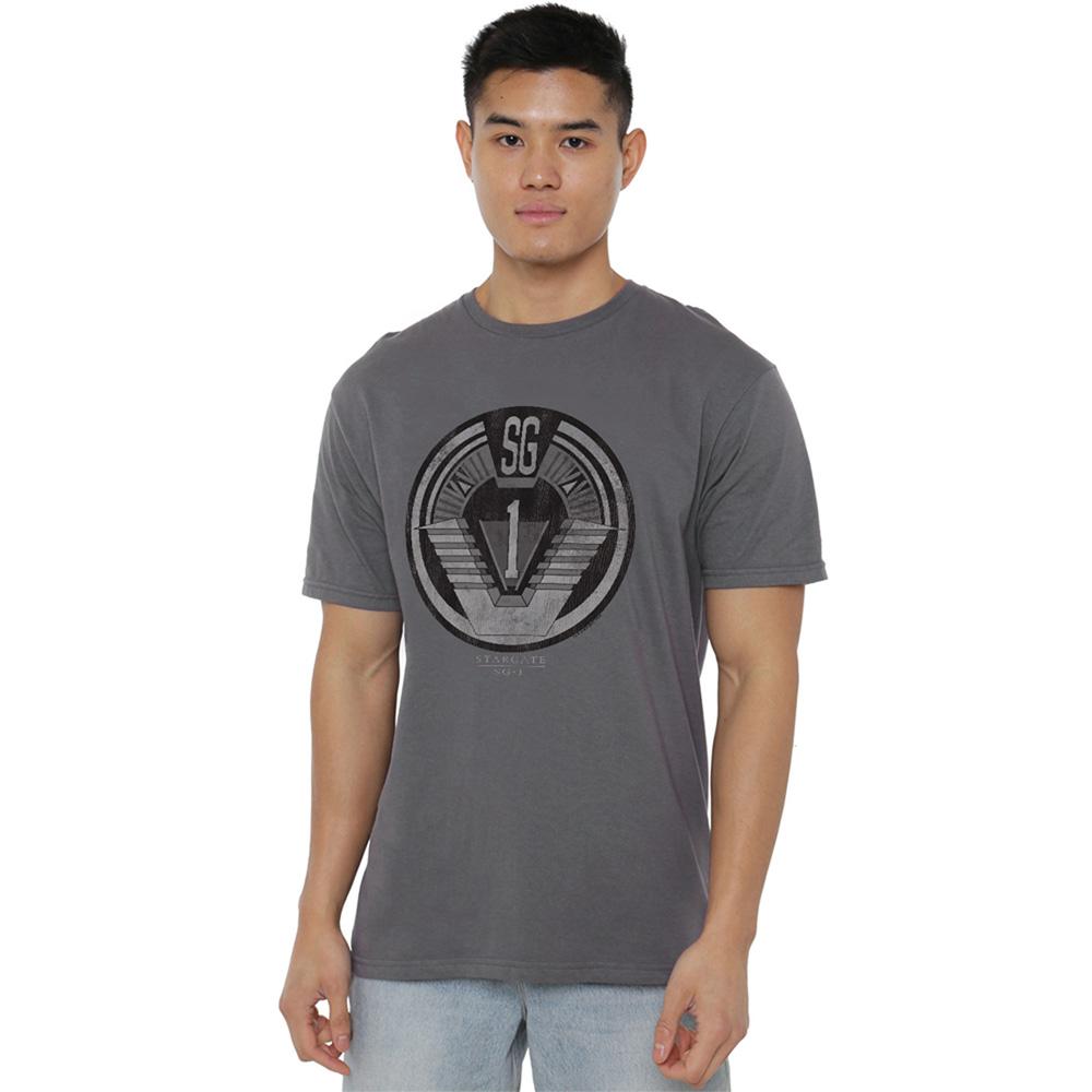 Charcoal - Back - Stargate SG-1 Unisex Adult Team Badge T-Shirt