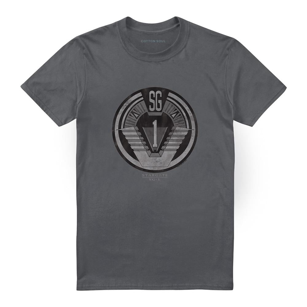 Charcoal - Front - Stargate SG-1 Unisex Adult Team Badge T-Shirt