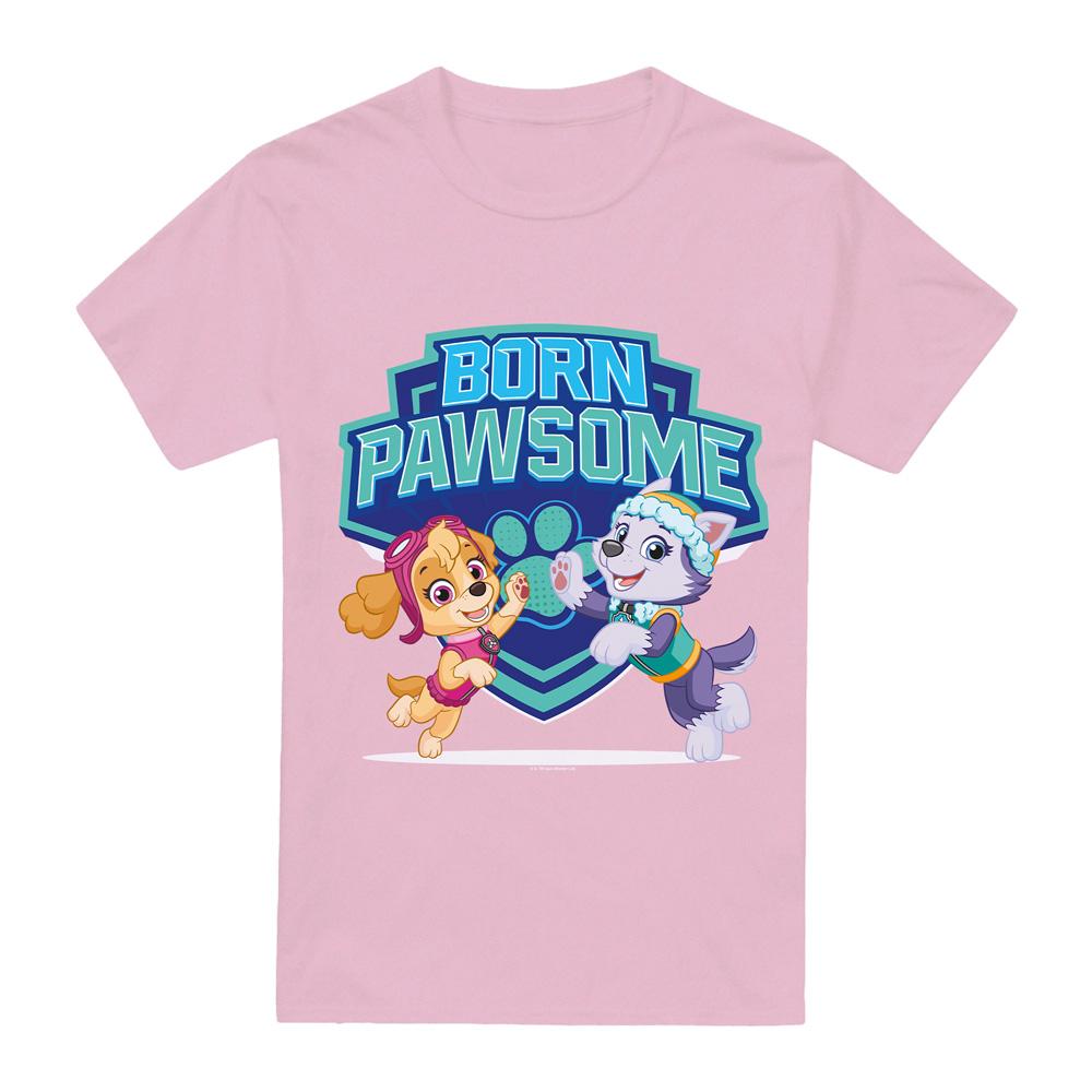 Pink - Front - Paw Patrol Unisex Adult Born Pawsome Skye & Everest T-Shirt